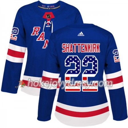 Dámské Hokejový Dres New York Rangers Kevin Shattenkirk 22 2017-2018 USA Flag Fashion Modrá Adidas Authentic